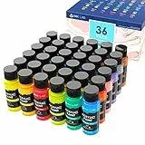 INK LAB Acrylfarben Set 36 x 60 ml, Acrylfarbe, Wasserdichte und lichtbeständige acrylic paints, Schnelltrocknend für Papier, Holz, Leinwand, Stoffe, Ideal für Anfänger und Profis