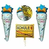 Oblique Unique® 3er Set Folienballon 2x Zuckertüte + Kindergarten/Schule Ortsschild Ballon Hänge Deko für Schuleinführung Einschulung Schulanfang