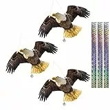3 Stück Vogelabwehr Balkon, Vogelschreck, Pappe Adler Vogelscheuche, Taubenschreck für Balkon, Vertreiben Vögel, Spatzen Vertreiben, Abwehr Gegen Tauben mit Vogelabwehr Band Garten Deko