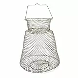 Zite Fishing Draht-Setzkescher Groß Aal Hering - Draht-Korb Rund aus Metall 60 x 40cm - Gefederter Deckel