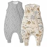 Unnivoll Baby Schlafsack mit Füßen 1,5 Tog 2er Pack Schlafsack Baby Baumwolle Ganzjahre Schlafsack mit Beinen Babyschlafsack Weich 70 cm für Jungen Mädchen Zebra
