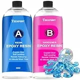 Teexpert Epoxidharz mit Härter, 64OZ/1.9L Hochglanz Epoxidharz Set, Blasenfreies Beschichtungs- und Gießharz für DIY-Kunst, Schmuck, Untersetzer, Weihnachtsdekorationen, Tischplatten, Formen, Holz