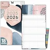 Familienkalender 2026 18 Monate PASTELL 2025 2026 5 Spalten Familienplaner Juli 25 bis Dezember 26 Wandkalender 23 x 43cm Planer für Familie 2026 Wandplaner & STICKER Recycling Urlaub, Pflanzkalender