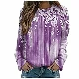 Damen Hoodie Stehkragen V-Ausschnitt Oberteile Knopf-V Pullover Pulli Herbst Winter Tunika Shirts Damen Strickjacke Kapuzenpullover Damen Pullover Damen Hoody Damen Mit Kapuze（5-Purple,L）
