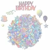 Ouligay 1200 Stück Happy Birthday Konfetti Geburtstag 30g Tischdeko Geburtstag Bunt Konfetti Streudeko Geburtstags Glitzer Confetti für Geburtstagsdeko Tisch Dekoration für Frauen Mann Mädchen Jungen