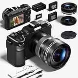 Digitalekamera, 5K 64MP Fotokamera mit WiFi, 64GB Karte, Autofokus, Selfie 3-Zoll LCD-Bildschirm, kompakte Vlogging-Kamera für YouTube, Weitwinkel- & Makroobjektiv für Anfänger und Erwachsene