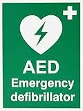 Seco AED Notfall-Defibrillator-Schild, 150 mm x 200 mm – 1 mm, halbstarrer Kunststoff