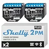 Shelly Plus 2PM | Wlan 2 Kanäle Smart Relais Schalter | Rolladenschalter mit Stromverbrauchsmessung | Hausautomation | Google Home Alexa Zubehör | iOS Android App (2 Pack)