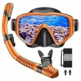 JEMULICE Schnorchelset Erwachsene, Schnorcheln Set mit Taucherbrille und Dry Schnorchel für Herren und Damen, Anti-Leck & Anti-Fog Tauchmaske aus Gehärtetem Glas für Tauchen, Schnorcheln und Schwimmen