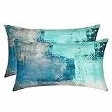 Alishomtll Blaugrün Kissenbezug 30x50 cm 2er Set Kissenhülle Weiche Dekorative Kissenbezüge Set für Sofa Schlafzimmer, Türkis