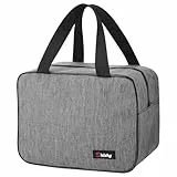 Xialvyu Lunchtasche für Damen und Herren,Große Kapazität Lunchtasche Damen Herren Thermotasche mit Isolierter Aluminiumfolie für Schule Büro Picknick Reise(Grau)