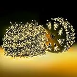 ELKTRY 1000 LED Lichterkette Außen 25M 8 Modi Weihnachtsbeleuchtung Außen innen Strom mit Stecker, Warmweiß Wasserdicht Cluster Lichterkette für Weihnachtsbaum Garten Party Geburtstag Hochzeit