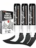 Willingood 3x Weiß Acrylstifte, Jumbo Marker Set, 15mm Filzspitze, Schnelltrocknend, Wasserfest, Permanentmarker für Steine, Keramik, Glas, Holz, Reifen, Stoff, Metall, Leinwand, DIY