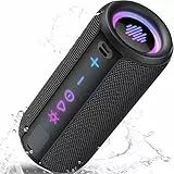 TIMU Bluetooth Lautsprecher mit Licht, Bluetooth 5.4 Musikbox, 30W Dual Lautsprecher, Dualen Bass-Treibern, 30 Std Akku, IPX7 wasserdicht, TWS Paarung, AUX, TF Karte, Geeignet Outdoor/Party/Reisen