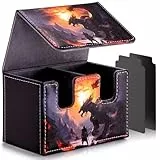 JoyHood Deck Box für YGO Karten mit 2 Premium Kartentrenner, Sammelkarten Box Fasst 220+ Einzeln Karten, Karten Deck Box Kompatibel mit TCG/OCG/MTG (Dämmerungs-Drachenfeuer)