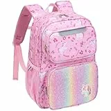 Bagseri Rucksack Kinder für Mädchen - Einhorn Kinderrucksack für Kinder 3 bis 8, Vorschule Kindergartenrucksack mit isolierter Tasche und reflektierendem Streifen, Rosa