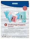 Stylex 43574 - 8 teiliges Ordnungsmappen-Set in 4 Farben mit 4 Einsteckhüllen und 4 Sammelmappen, für Dokumente bis DIN A4