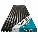 KAISER plastic® 5er Set Wellplatte | Xtra Strong (PC) | C-Struktur und schwarz | 1,2mm Stärke | Sinus 76/18 | 90 x 117 cm | Made In Germany