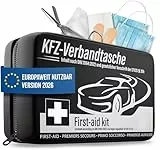 HELDENWERK KFZ Verbandstasche nach aktueller Norm 2026 - Europaweit Nutzbar - Erste Hilfe Set Auto Verbandskasten DIN 13164:2022 (StVO konform)