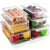 Diealles Shine Kühlschrank Organizer Set, 6er Set Ordnungsboxen Mit Deckel, Durchsichtig Stapelbar, Aufbewahrungsbox für Küchen Schränke