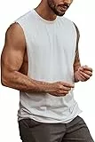 Runcati Herren Tank Top Ärmelloses Muskelshirt Sommer Baumwolle Unterhemd Sport Fitness Bodybuilding Shirts Regular Fit Atmungsaktive Workout Achselshirts Weiß M