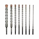 CAVATINY 8tlg SDS Plus Bohrer Set - SDS Hammerbohrer für beton, ziegel, zement, stein mit 4 Schneiden - inkl. Größen 6,8,10,12,14,16,20,25mm - SDS Plus-Schaft passend für Bohrhammer