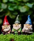 Yeomoo 3er Set Sitzende Gartenzwerge mit Buntem Hut aus Resin Figuren - Lustige Geschenke für Frauen, Mütter & Männer - Deko für Wohnzimmer, Schlafzimmer, wichtel Garten