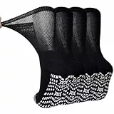 LOFIR Diabetiker Baumwolle Socken Herren: Diabetikersocken Ohne Gummibund für Damen Stoppersocken mit Extra Breitem Bund ABS Frottee-Socken Ohne Naht für Geschwollene Füße Schwarz Anti-Rutsch 43-46
