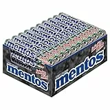 Mentos Kaubonbons Lakritz-Mint, Dragees mit Lakritz- & Minz-Geschmack für frischen Atem, Bonbon Vorrats-Packung, Verkaufsdisplay (40 Rollen à 38g)