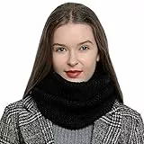 DonDon Loop Schal Damen Winter Schlauchschal Winterschal Rundschal weich und warm schwarz