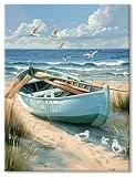 LZLHDE Malen Nach Zahlen Erwachsene Meer, Landschaft Malen nach Zahlen Leinwand Bilder Set, Paint by Numbers Adult Basteln Erwachsene mit 3 - Pinseln und Acrylfarbe Als Geschenk für Wanddeko 40x50cm