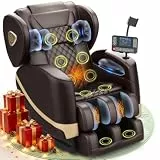 Gegcucey Massagesessel, Ganzkörper-Massagesessel mit Zero-Gravity, 14 Rollen und 8 Komfort-Airbags, Mit Heizfunktion für Taille und Beine Fußmassage, Bluetooth-Player und 2-in-1 Touchscreen (Braun)