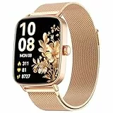 Smartwatch Damen mit Telefonfunktion,1.85' HD Uhren Damen mit Herzfrequenz Schlafmonitor SpO2 Schrittzähler,110+ Sportmodi Fitnessuhr,IP68 wasserdichte Smart Watch Kompatibel für iOS/Samsung/Android