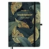 LEBENSKOMPASS® Studienplaner 2026/2027 A5 'Leaf' – Semesterplaner für Uni & Studium, Wochen-/Monatsübersicht, Stundenplan, Notenlisten, Reflexion, Hardcover mit Goldprägung