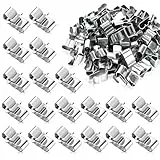 80 Stück Edelstahl Kabelklammer, Silber Metall Kabelklemmen Doppeldraht Anhängerrahmen Drahtklemmen Metall Kabelclips Anti-Rost Kabelhalter für Elektrische Kabel Management
