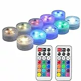 Afoosoo RGB Unterwasser Licht Multi Farbwechsel Flammenlose LED Runde CR2450 Batteriebetriebene Super Helle Weiße Warmweiße LED mit Fernbedienung Halloween Kürbis Lichter