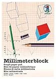 Ursus 7054600 - Millimeterblock, DIN A4, 80 g/qm, 25 Blatt, Raster 1 mm, roter Druck, mit Gitternetz, aus holzfreiem, weißen Schreibpapier, ideal für technische Zeichnungen