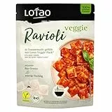 Lotao Veggie Ravioli 1x300g | Bio & Vegan | Mit würziger Veggie-Hack-Füllung & fruchtiger Tomatensauce | Mit Erbsenprotein & Jackfruit | Proteinreiches, schnelles Fertiggericht für Groß & Klein