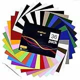 HTVRONT Plotterfolie Textil - 36 Stück Vinylfolie Plotter, 27 Farben Flexfolie Plotter Textil - 30.5X25cm Bügelfolie Plotter
