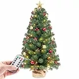 Yorbay Mini Weihnachtsbaum mit 50 warmweiß LEDs 8 Licht Modi, Tannenbaum mit Stern-Baumspitze und Deko Batterie betrieben, für Weihnachten, Advent, (70cm Mit Fernbedienung)