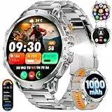 BENYAR SMART-Smartwatch Herren mit 1000 mAh Lange Akku, 1,85'' Großes Display Militär Smart Watch mit LED-Taschenlampe, Anrufe für Android iOS, IP68 Wasserdicht 120+ Sportmodi Sportuhr, 2 Armbänder