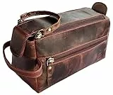 Kulturbeutel aus Leder: Vintage-Reise-Rasier- und Dopp-Set: für Toilettenartikel, Kosmetika und mehr: Geräumiger Innenraum und wasserdichtes Futter: Kompakt, passt problemlos ins Gepäck