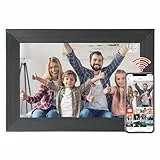 WLAN Digitaler Bilderrahmen 10 Zoll Touchscreen Cloud elektronischer Foto-Videorahmen über kostenlose Frameo-App mit 32 GB Speicher, automatische Drehung, Wandmontage, Auflösung 1280 * 800 (schwarz)