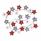 Pureday Adventskalender Sternenzauber mit 24 Taschen in Sternenform, rot/weiß/grau