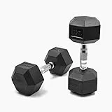 SUPRFIT - Hexagon Kurzhanteln paarweise mit gummiertem Eisenkern - Fitness Gewichte Hanteln 2 x 12.5 kg mit rutschfestem Chromgriff - Premium Kurzhantel Set für Calisthenics, Krafttraining & Crossfit