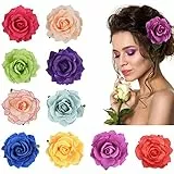 URAQT 10 Stücke Blume Haarspange, Haarclip Blume Mehrfarbig Rosen Haarnadeln Haarschmuck für Mädchen Frauen Party Strand Hochzeit
