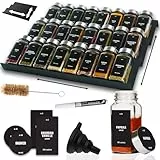 Deco haus® Gewürzregal Schublade aus Metall [MIT 24 GEWÜRZGLÄSER & ETIKETTEN] - Gewürzeinsatz Schublade - Gewürzschublade Organizer - Gewürz Schubladeneinsatz Gewürze - Gewürzorganizer