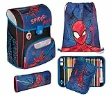 Scooli - EasyStart Schulranzen Set - ergonomischer Tornister für die Grundschule - mehrteiliges Set - Spider-Man