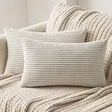 MIULEE Kissenbezüge Kordsamt Kissenbezug Zierkissenbezug Dekokissen Sofakissen Kord 2er Set Kissenhülle Dekorative Zierkissenbezüge Kissen für Sofa Couch Zuhause Wohnzimmer 40x60 cm Beige
