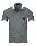 LIUPMWE Poloshirt Herren Kurzarm Polohemd Slim Fit Basic Golf Polo Baumwolle Männer T-Shirt Sommer,L,Grau-39